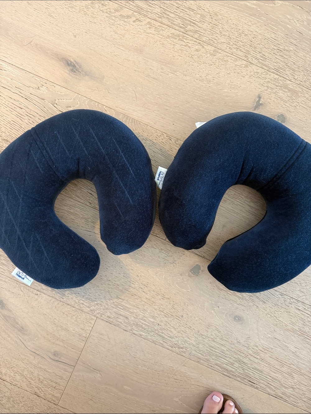 Plush blue U-Shaped Accent Neck Pillow - Pair